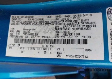 2013 Ford Fiesta Se from USA, damaged, VIN 3FADP4BJXDM199738